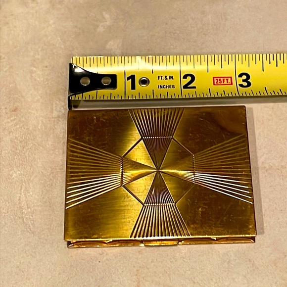 Vintage Volupte Compact Case Mirror Gold Tone Geometric Design Circa 1950’s EUC - Picture 12 of 15